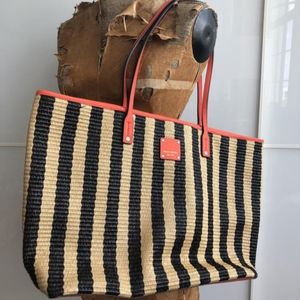 Henri Bendel Leather Lined Beach Tote